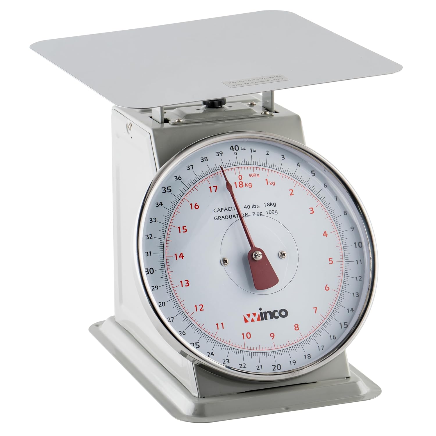 Winco 40-Pound/18.18kg Scale with 8-Inch Dial, Medium, White, Steel