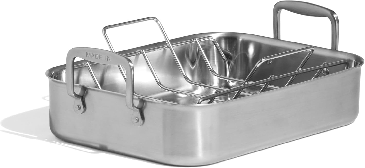 Made In Cookware - Stainless Clad Roasting Pan - 3-Ply Stainless Clad - Professional Cookware - Crafted in Thailand