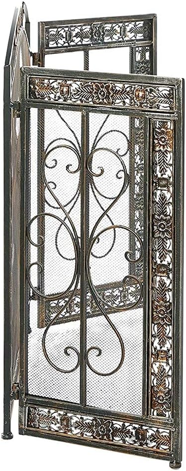 Fireplace Screen Guard Spark Protection 3 Panel Heavy Duty Mesh Cover Wrought Iron Fire Screen Mesh Cover for Fireplace