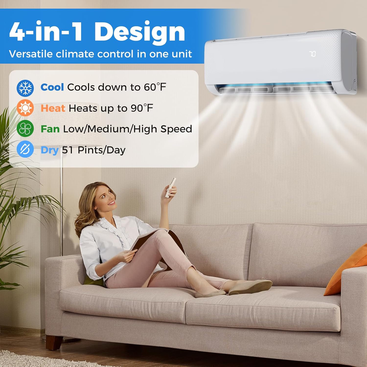 DORTALA 12000 BTU Mini Split Air Conditioner & Heater, 22 SEER2 115V Pre-Charged Inverter Heat Pump System with Remote Control, Installation Kit, Wall Mounted Ductless AC Unit, White