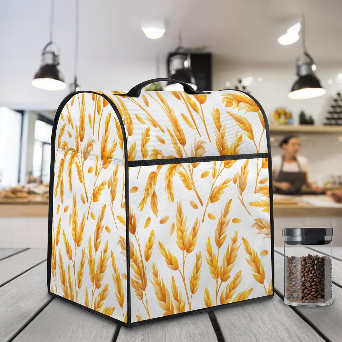 Golden Wheat Kitchen Aid Mixer Cover Compatible with 6-8 Quarts Stand Mixer Covers with Pocket Coffee Maker Dust Covers Kitchen Aid Accessories Blender Cover for Tilt Head Bowl Lift