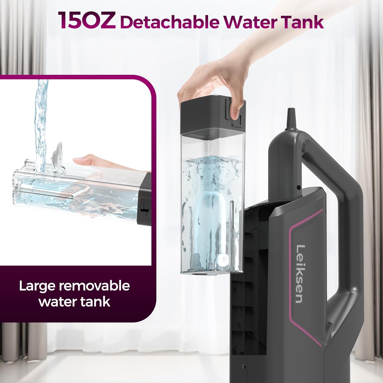 12-in-1 Steam Mop, Steam Cleaner Detachable, Extendable Hose, 23FT Power Cord, 440ml Removable Tank, 260°F Floor Steamer, 3-Level Control, Multi-Purpose for Hardwood, Tile, Grout, Windows, Kitchen