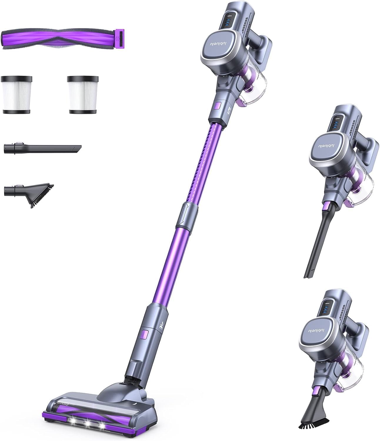 Lubluelu Cordless Vacuum Cleaner with LED Display, Max 50 Mins Runtime, Powerful Suction, Rechargeable, Handheld Vacuum for Pet Hairt/Floor/Carpet