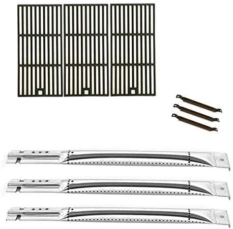 Repair Kit for Charbroil 463320109, 463320110, 463470109 BBQ Gas Grill Includes 3 Stainless Steel Burner, 3 Crossover Tubes and Porcelain Cast Grates