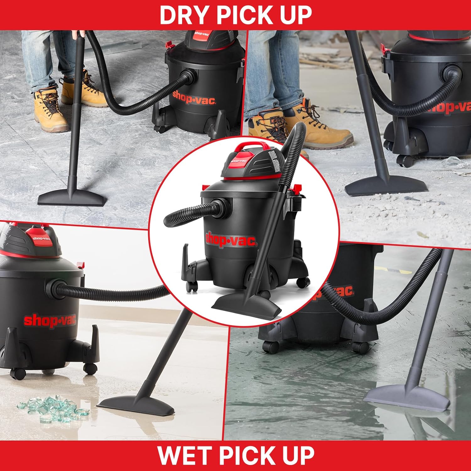 Shop-Vac 5922805 Wet/Dry Vacuum, 8 Gallon, 4.5 Peak HP, 1.25 Inch Diameter x 7 Foot Hose, 6 Foot Cord, Ideal for Jobsite, Garage, Workshop & Home