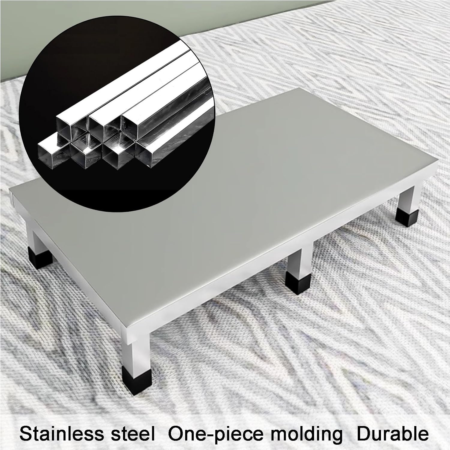 XPLKQXE Laundry Pedestal Washing Machine Tray Mat, Heavy Duty Appliance Riser, Stainless Steel Raised Shelf Base for Washer/Fridge/Dryer, No Assembly(120x50x20cm)