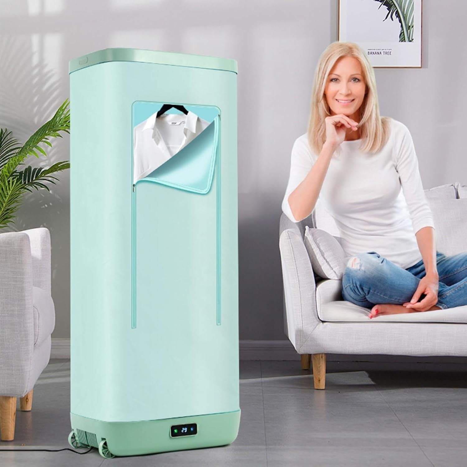 Small Wardrobe Dryer, Travel Suitcase Dryer, Folding Clothes Drying Household Quick-Drying Dryer(Green)