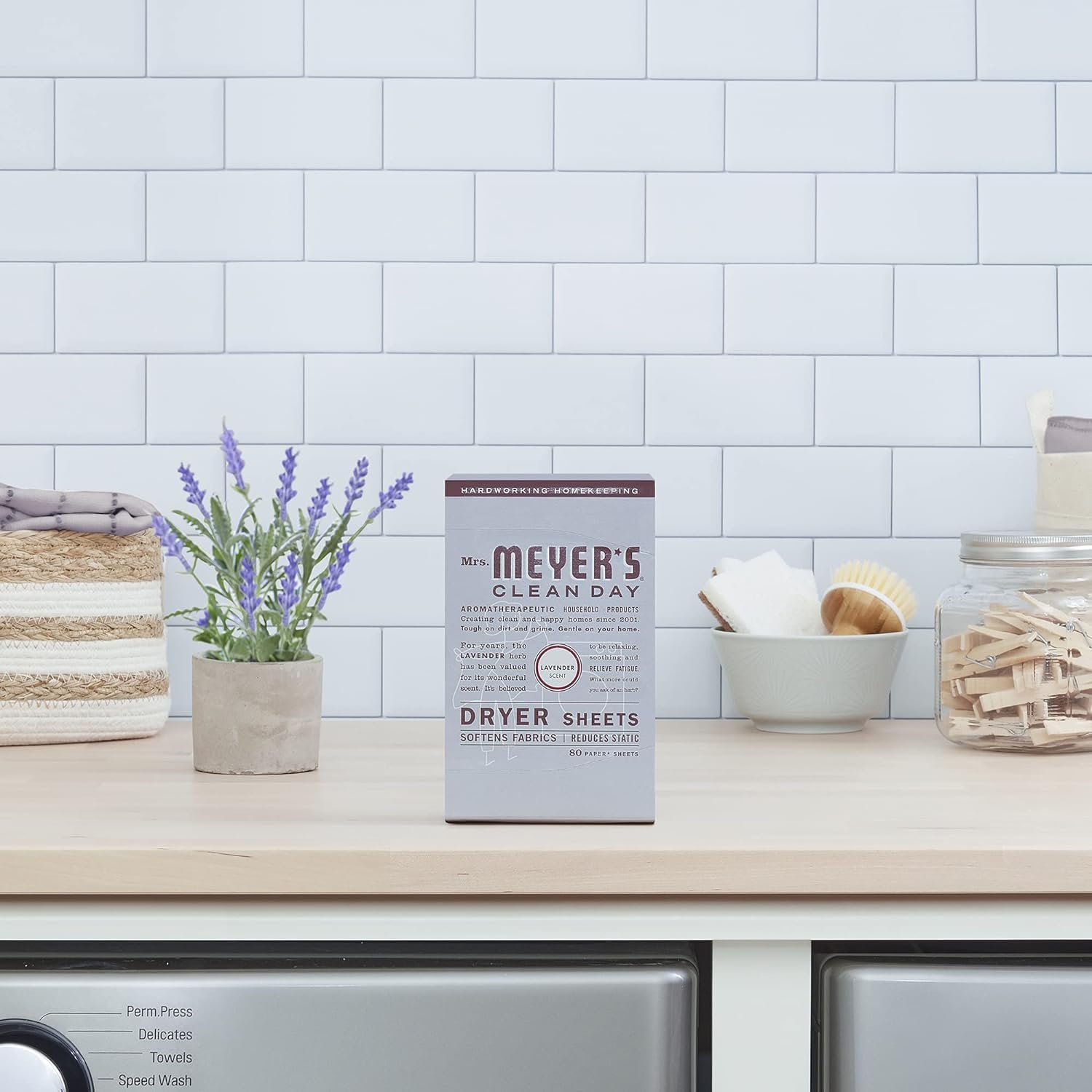 Mrs. Meyer's Clean Day Dryer Sheets, Lavender, 80 Count (Pack of 12)