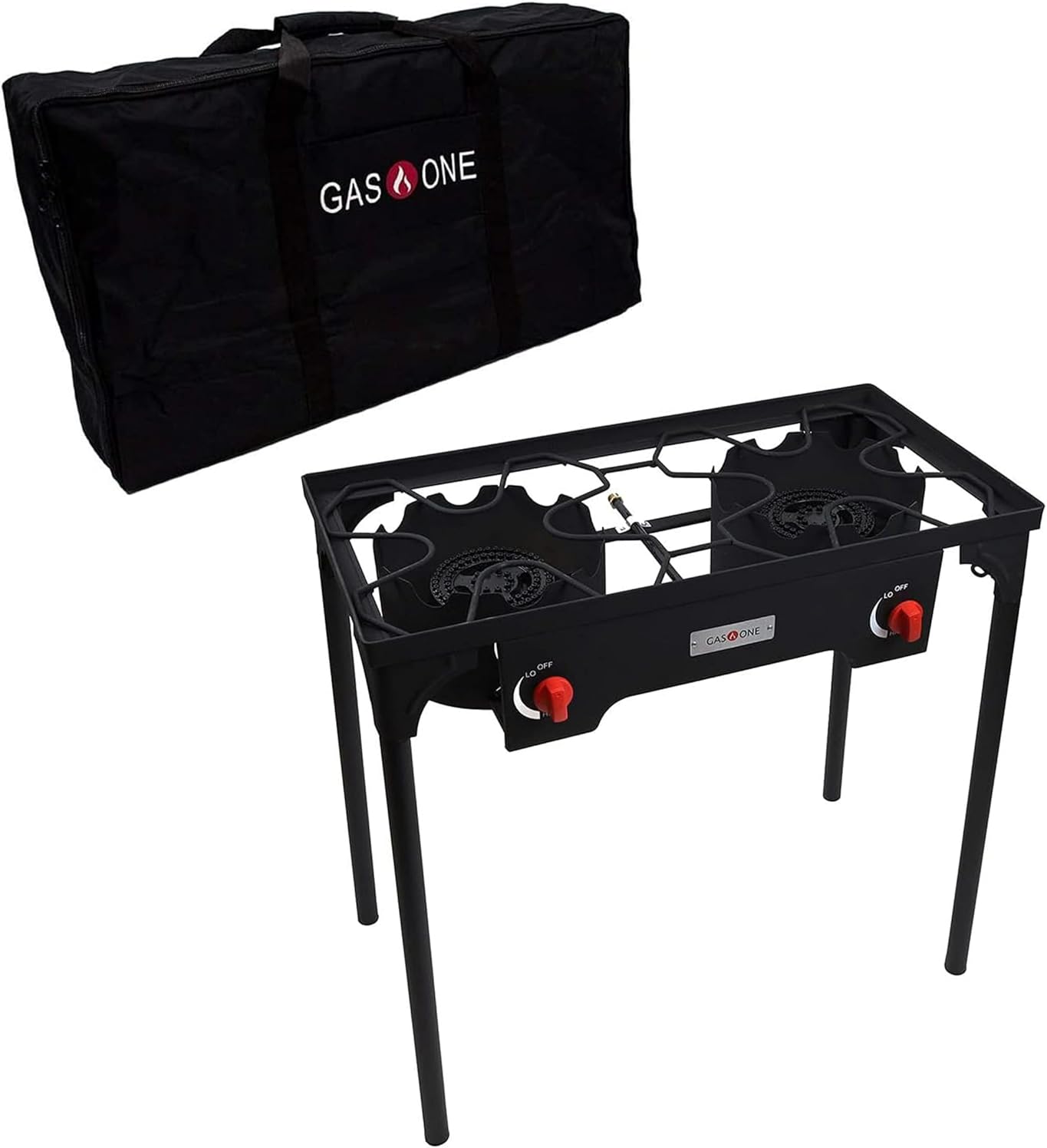 GasOne Two Burner Propane Camp Stove with Carry Bag Outdoor High Pressure Propane Double Burner