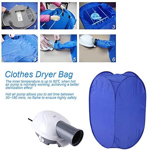 Electric Clothes Dryer 800W Portable Ventless Air Clothing Drying Machine Foldable Fast Garment Dryer for Home Dorm Travel US Plug 19.69 x 19.69 x 35.43 inch