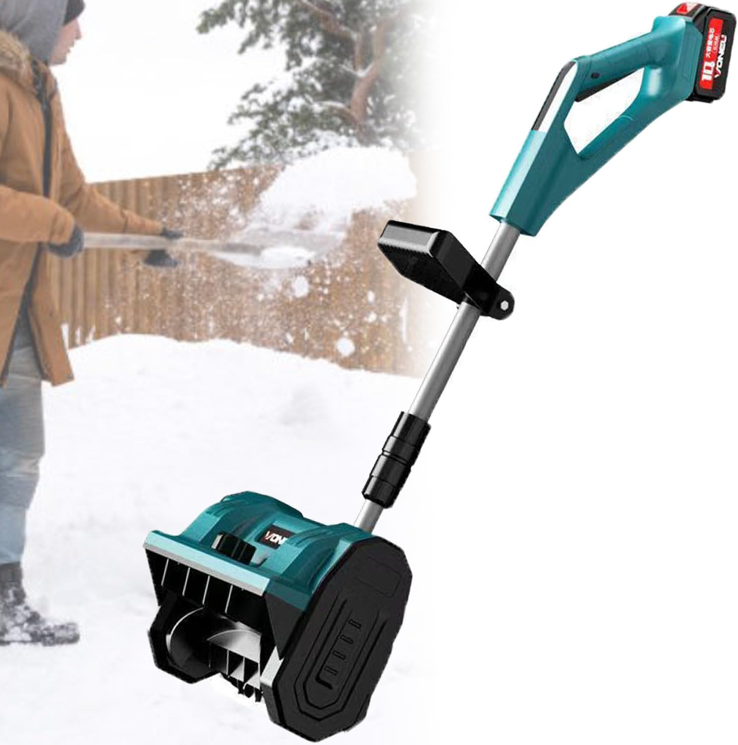 Electric Snow Shovel/Snow Thrower,Cordless Electric Snow Blower,Handheld Cordless Electric Snow Shovel,Adjustable Direction & Telescopic Pole,Blue