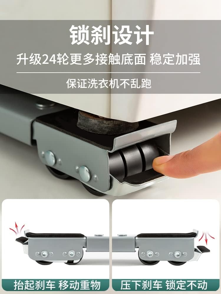 Movable Washing Machine Stand Base with Brake,Telescopic Furniture Dolly Stand with 24 Wheels,Non-Slip,Portable Mobile Rolle Cart for Dryer Fridge Laundry Washer (Color : Silver)