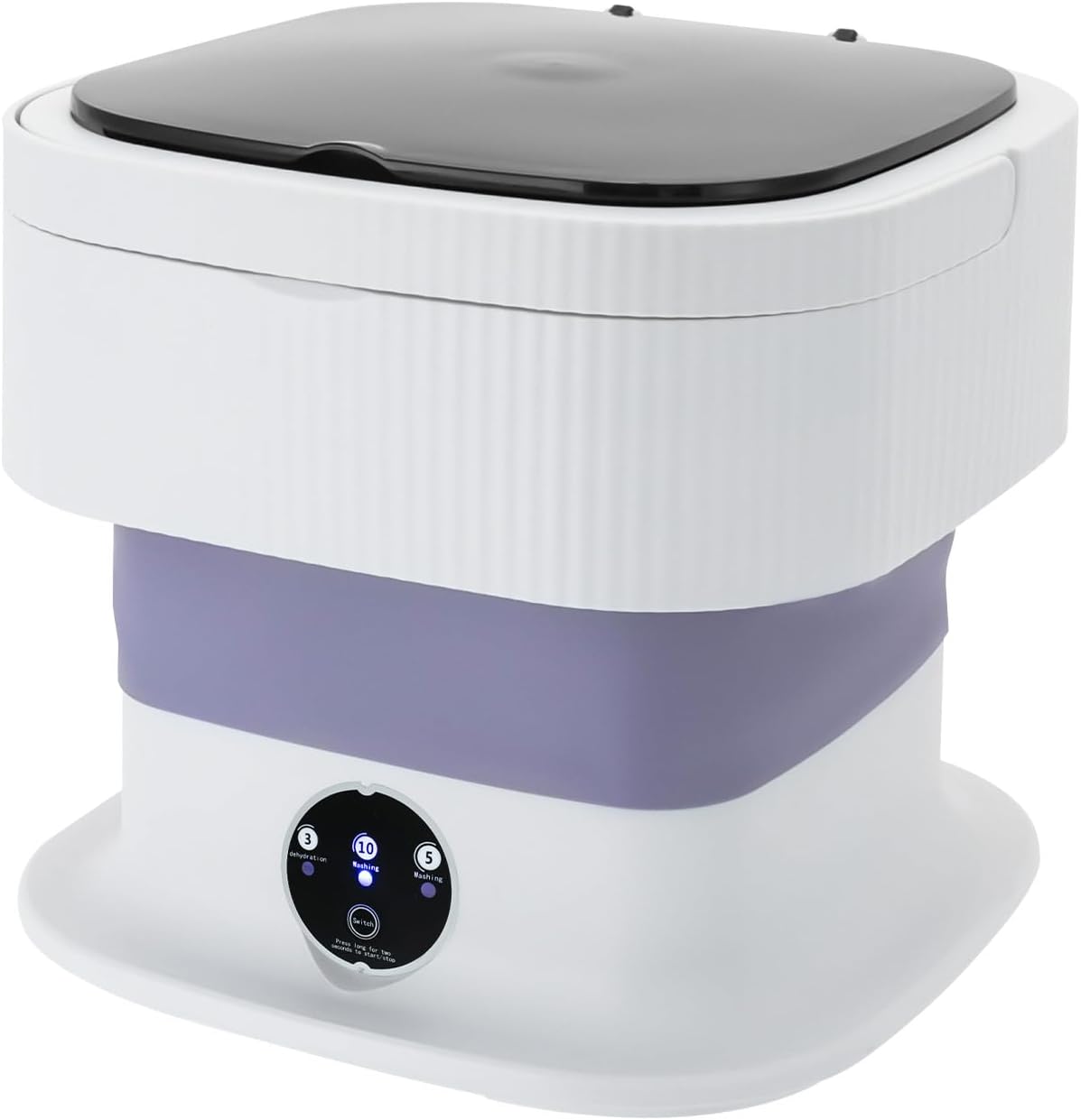 Foldable Portable Washing Machine,10L Mini Washer w/3 Deep Cleaning Modes for Underwear, Baby Clothes and Other Small Items - Semi-automatic Laundry Washer with Drain Basket,40W 320rpm (Purple)