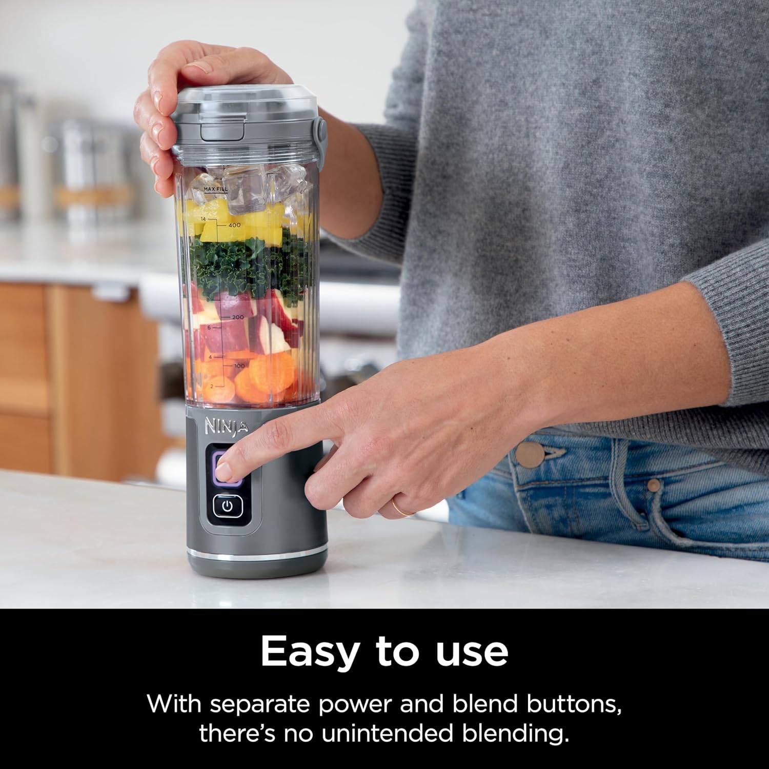 Ninja Blast Portable Blender & Accessories, Cordless, 18oz. Vessel, Personal Blender for Shakes & Smoothies, Leakproof Lid & Sip Spout, USB-C Cord, Dishwasher Safe Parts, BPA Free, Grey, CL155AGY
