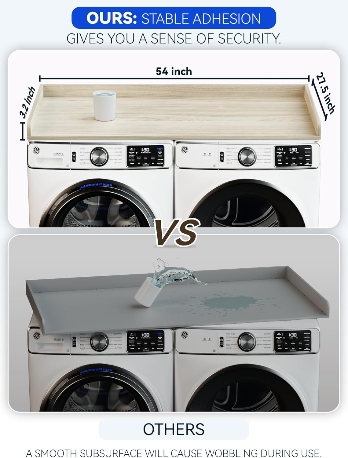 Washer Dryer Countertop with Non-Slip Mat, 27.5