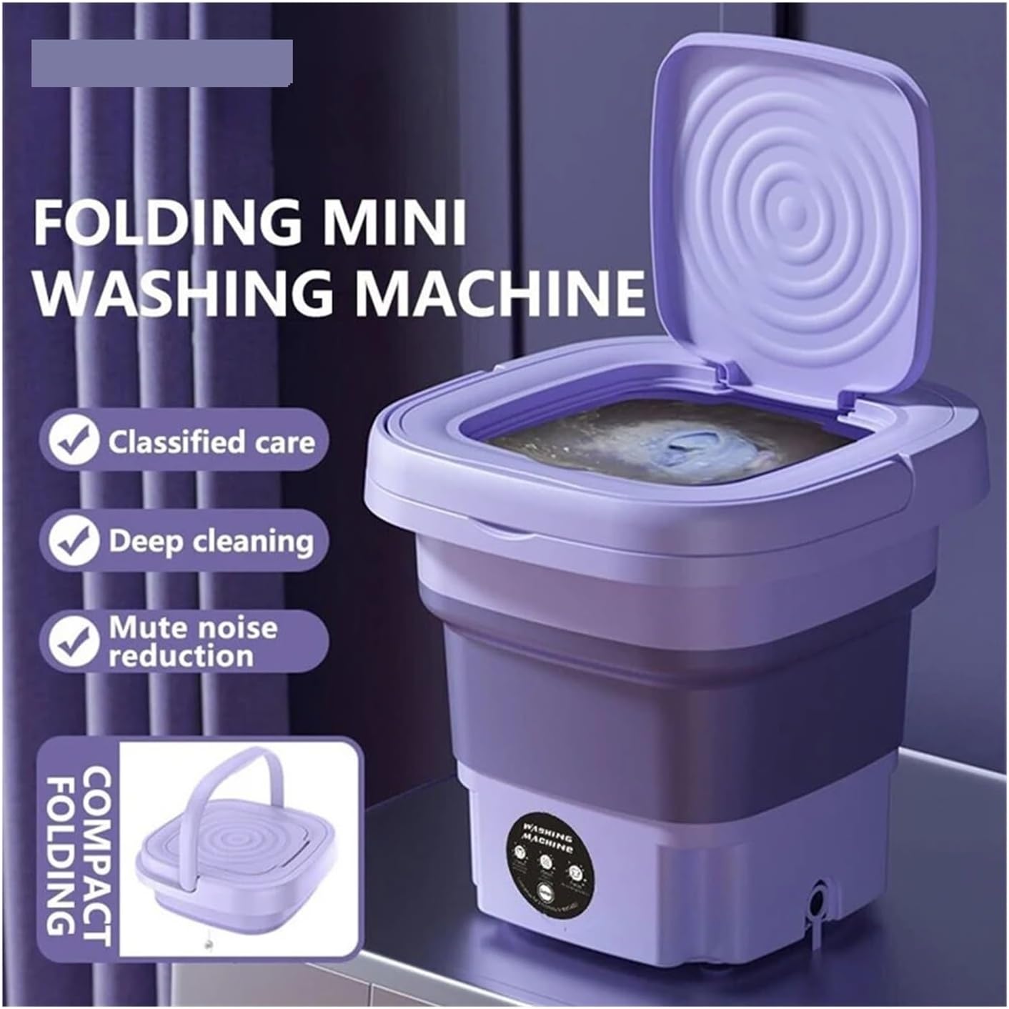 Portable Small Foldable Washing Machine with Spin Dryer For Socks Underwear Panties Washer Household Mini Washing Machine,for Travel,Camping, RV & Dorms