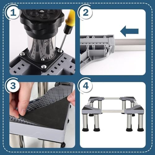 Laundry Pedestal 28 Wide Universal 12 Strong Feet Refrigerator Stand Washer and Dryer Pedestal Mobile Roller Cart with Wheels for Appliance with Adjustable Height,White8Foot-25cm