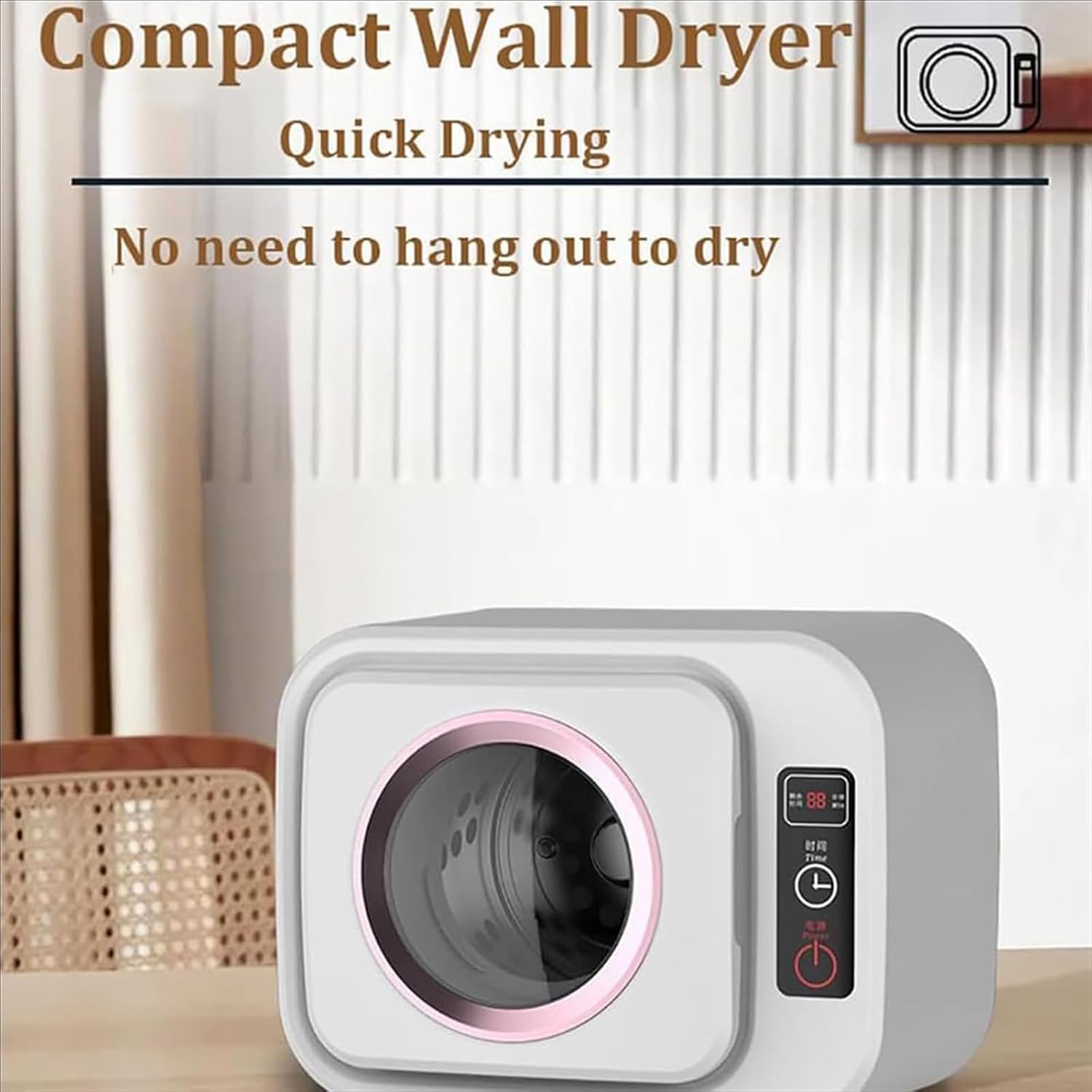 Portabl Tumble Dryer, Electric Clothes Dryer, 3 Gear Adjustment, 3D Quick Drying In 30 Minutes, Dry Clothes Capacity 1kg, with Stainless Steel Tub, for Apartment, Home, Dorm
