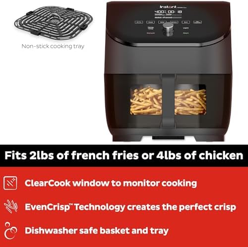Instant Pot Vortex Plus 6QT ClearCook Air Fryer, Clear Windows, Custom Program Options, 6-in-1 Functions, Crisps, Broils, Roasts, Dehydrates, Bakes, Reheats, from the Makers of Instant Pot, Black