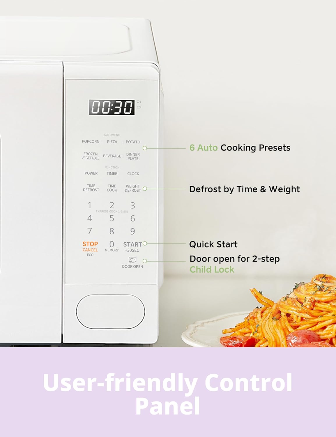 COMFEE CMO-C20M1WH Retro Microwave with 11 power levels, Fast Multi-stage Cooking, Turntable Reset Function Kitchen Timer, Speedy Cooking， Weight/Time Defrost, Memory function, Children Lock, 700W