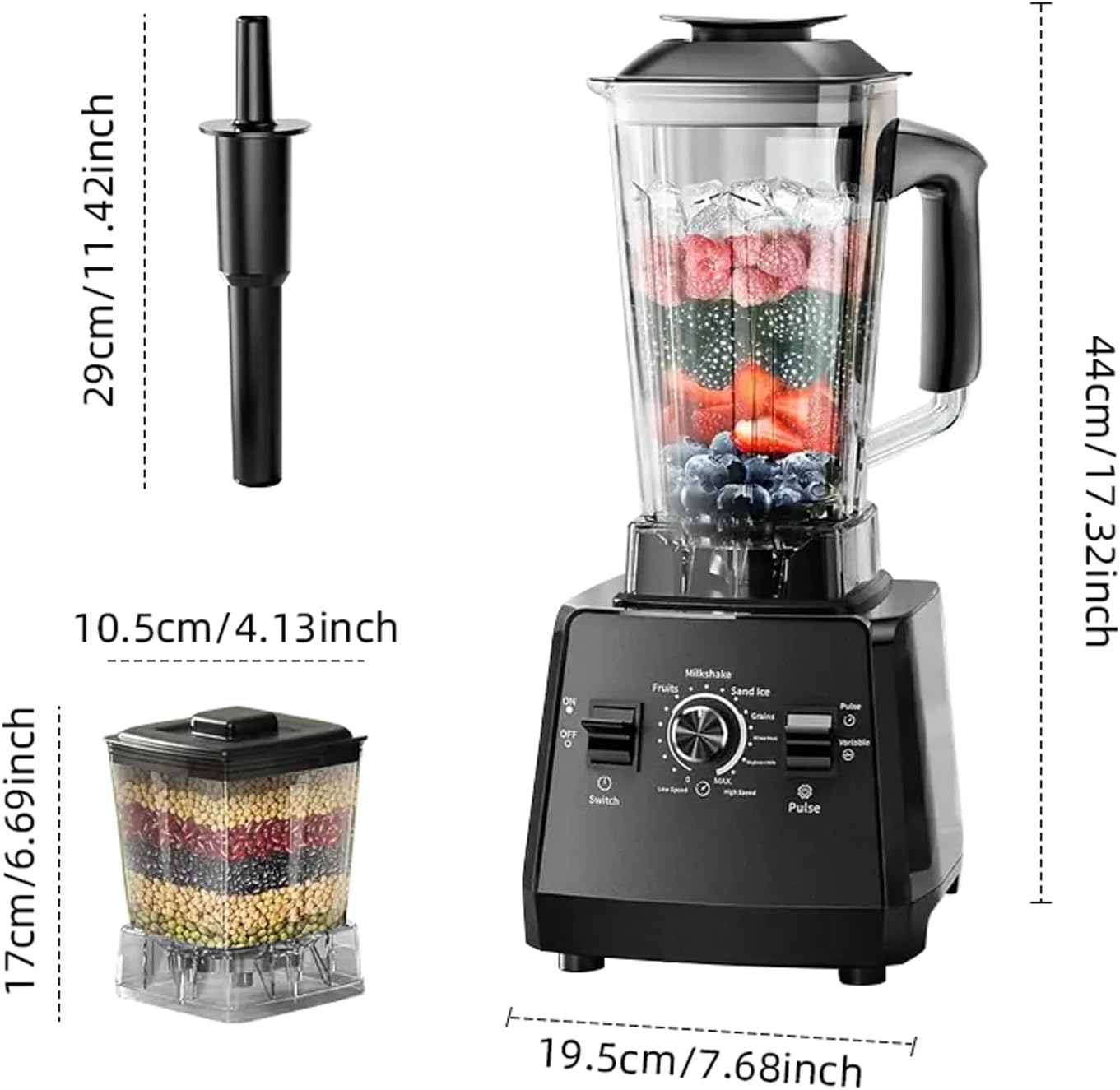 Professional Smoothie Blender,High Speed Countertop Smoothie Maker with 65oz BPA-Free Jar, 8 Stainless Steel Blades,Variable Speed–Smoothies, Protein Shakes, Ice Crushing, Frozen Drinks, Juices, Nuts