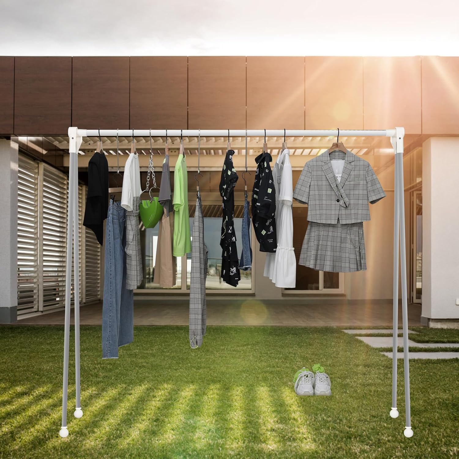 Foldable Telescopic Drying Rack, Adjustable Stainless Steel Clothes Hanger, Portable Laundry Rack for Indoor & Travel Use