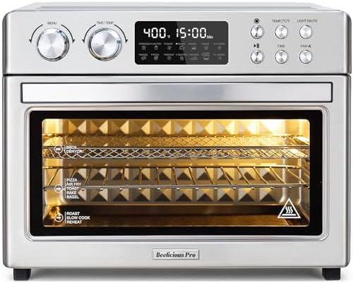 28QT Air Fryer Toaster Oven Combo, Large 12-in-1 Convection Countertop Oven with 3-Layer Cooking, Rotisserie for Chicken, 6 Heating Tubes, Fast Preheat, Fit 11
