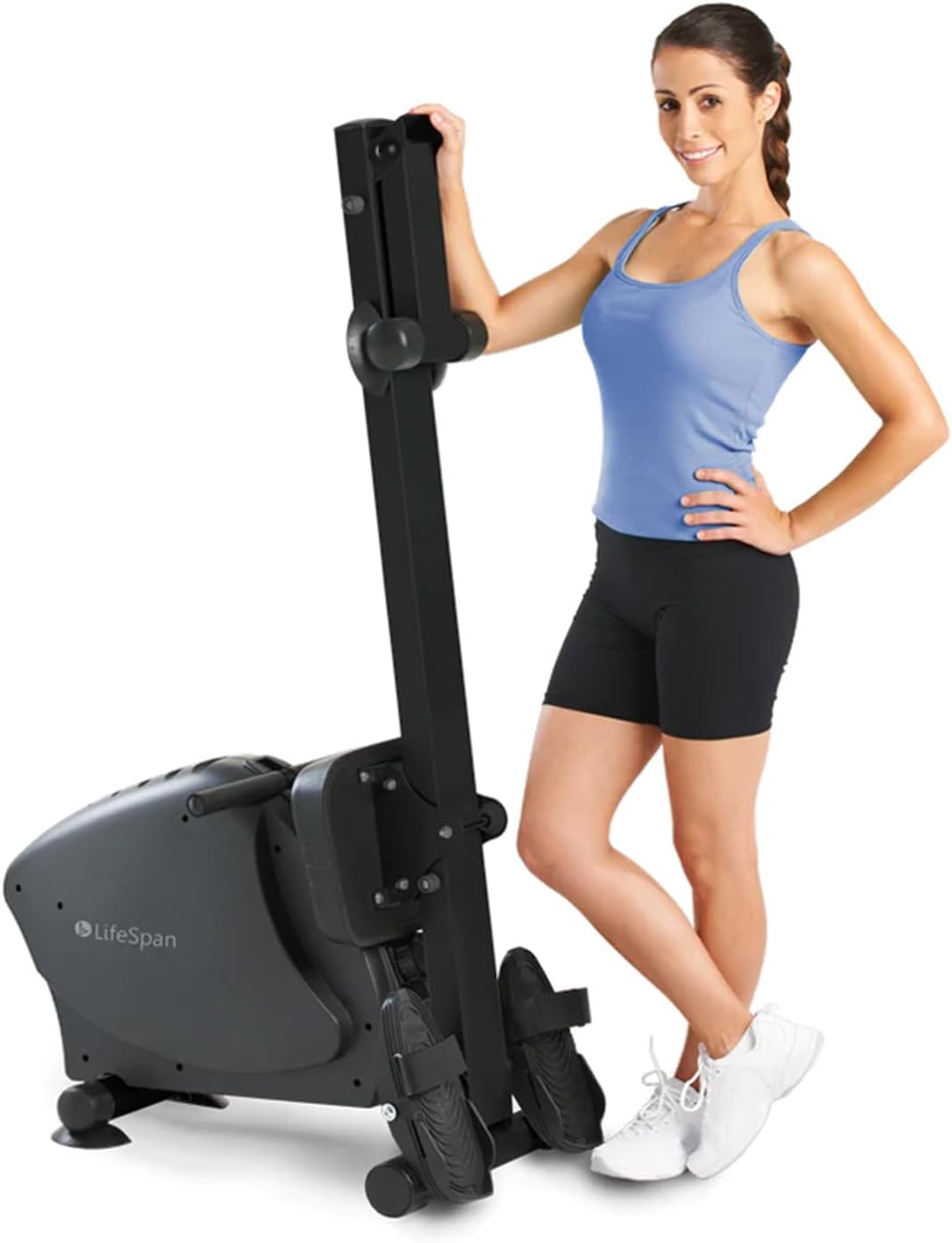 LifeSpan Fitness RW1000 Foldable Indoor Rowing Machine for Home Gym/Office, Ultra-Quiet Magnetic Resistance, Battery-Powered, Charcoal