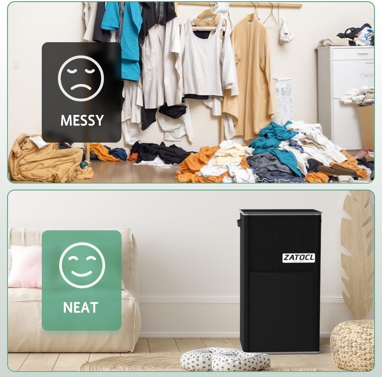 110L Laundry Hamper with Lid with Washing Bag & Front Mesh Bag, Large & Tall Laundry Basket, Collapsible Dirty Clothes Hampers for Bedroom Aesthetic, Bathroom, Dorm, Laundry Room - Easy Carry, Black