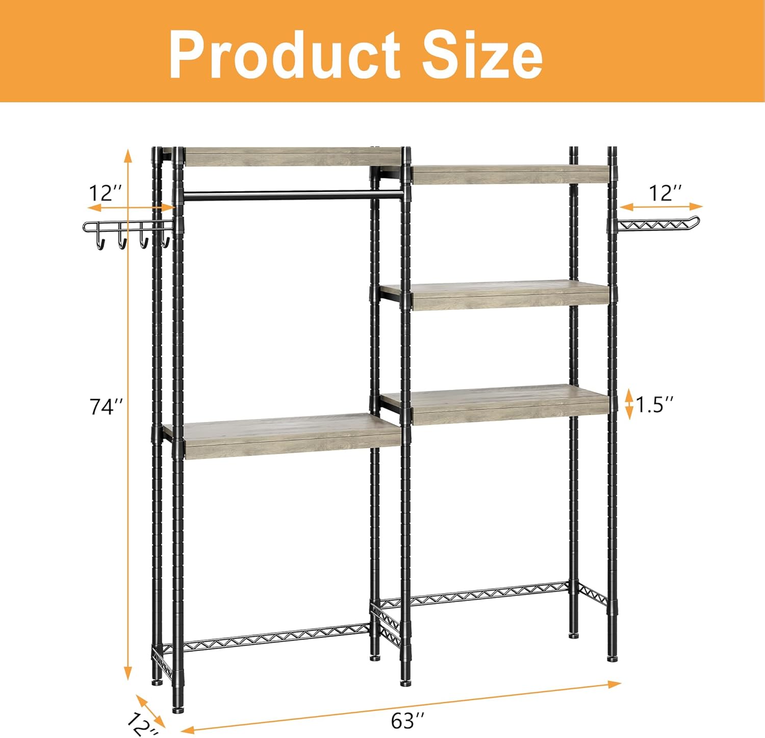 Over Washer and Dryer Storage Shelf, 5-Tier Laundry Room Shelves Heavy Duty Washer Dryer Shelf Freestanding Laundry Drying Rack Space Saver and Organization Shelves for Home