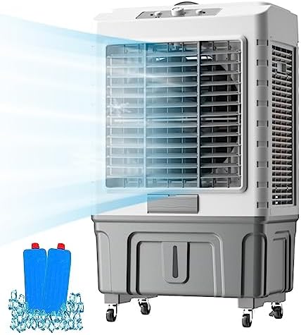 Swamp Cooler, Windowless Air Conditioner, Evaporative Air Cooler with 13.2gallon, 4 Ice Packs, 3-in-1 Cooling Fan w/3 Mode & 3 Speed, 7H Timer & Remote for Home Office Garage Outdoor(60x42x102cm/23.6x