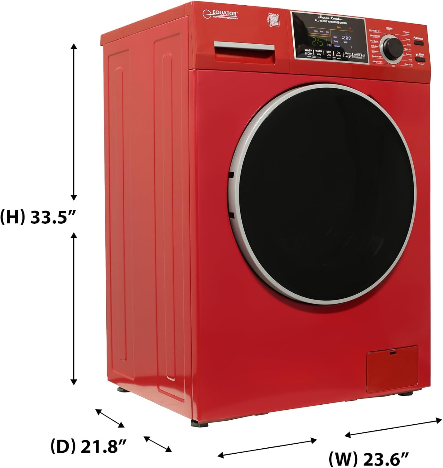 Equator All-in-One 4600 Washer Dryer VENTLESS/VENTED PET Cycle 1.62cf/15lbs 110V in Merlot