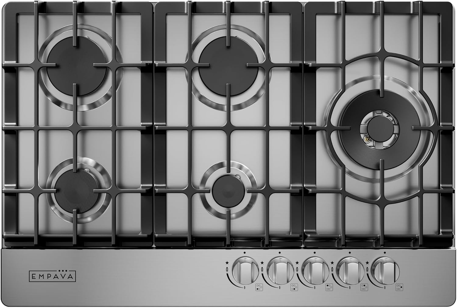 Empava Gas Cooktop 30 Inch, 5 SABAF Sealed Burners Made in Italy, Stove Top Bulit-in Ion Flame Ignition, NG/LPG Convertible,CSA Approved, Stainless Steel, Ideal for Kitchens,Apartments