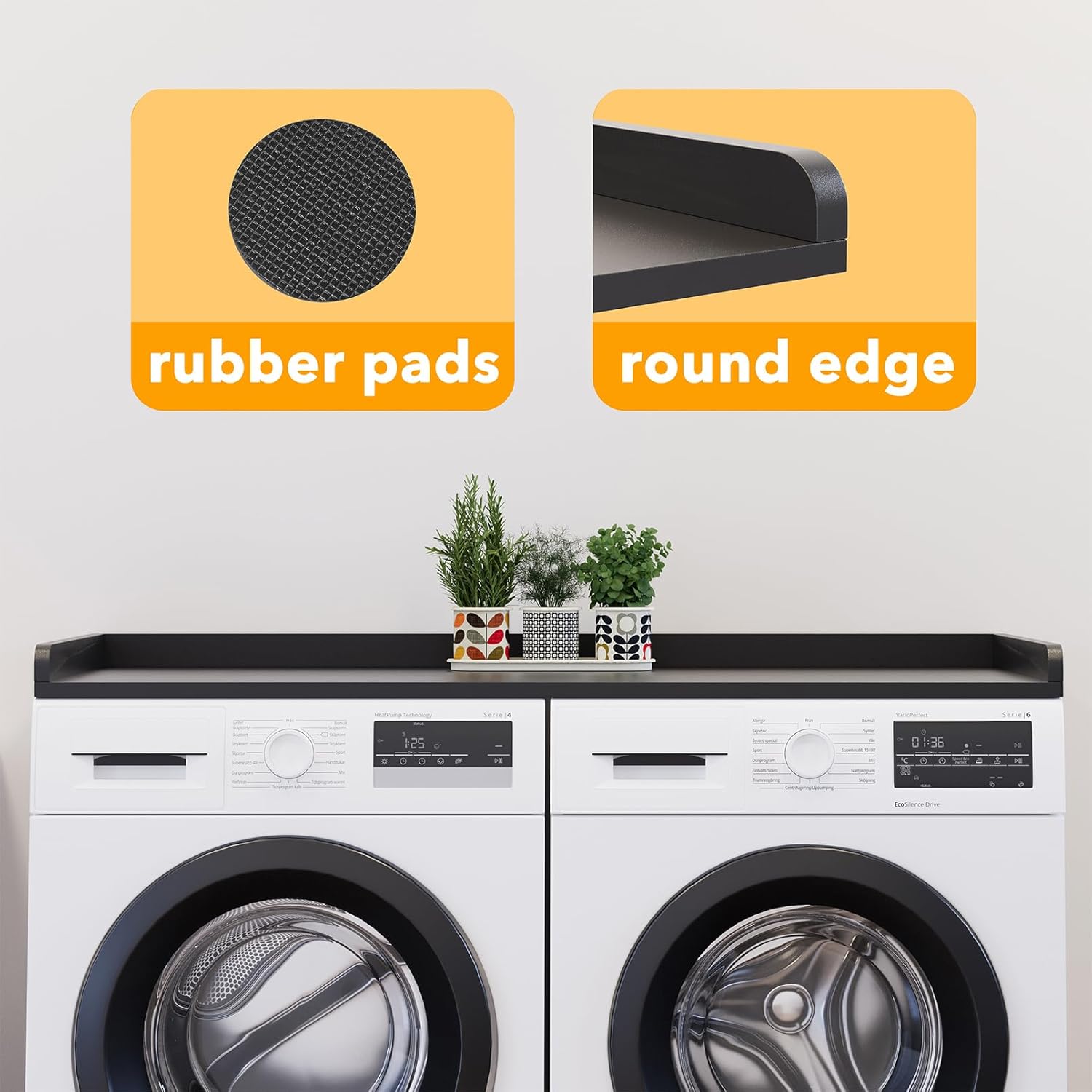 SpaceAid Washer Dryer Countertop, Laundry Wood Shelf Topper with Edge, 54