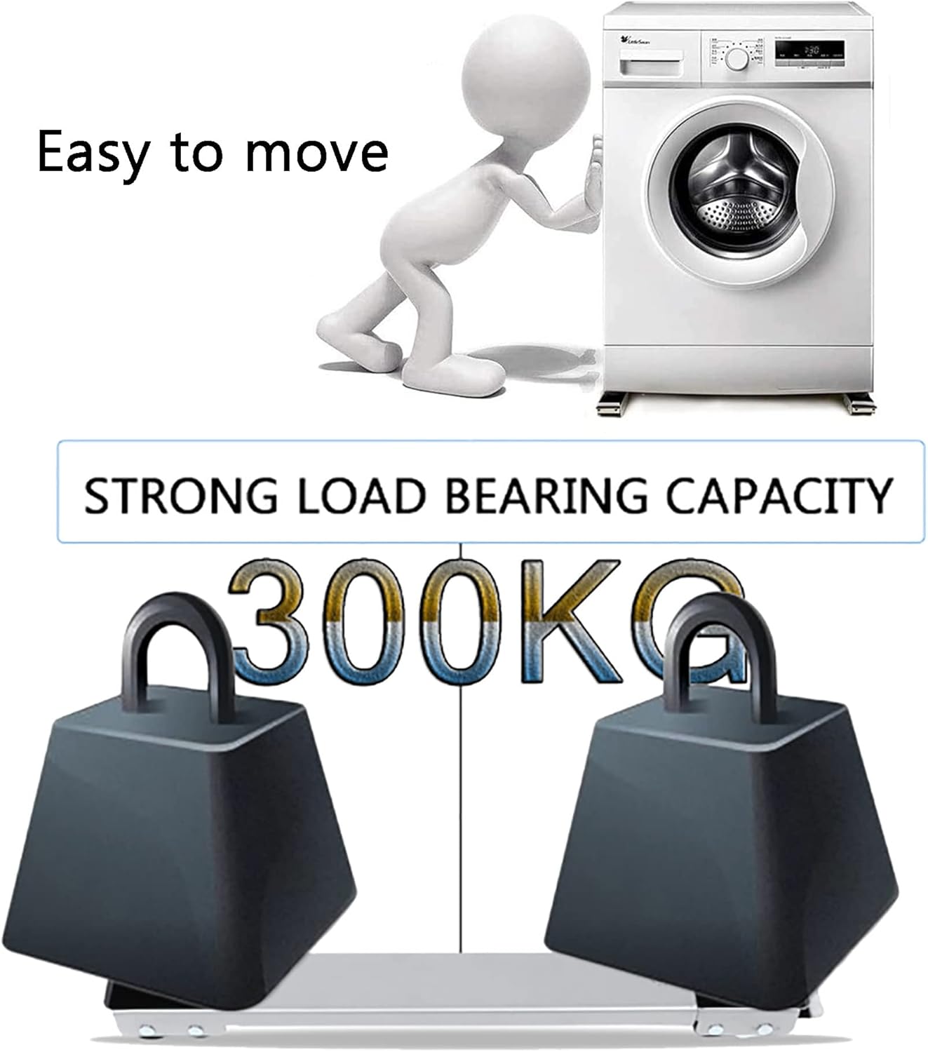 Washer Dryer Pedestal, Portable Wwashing Machine Stand, Home Appliances Mini Fridge Cart, Movable Adjustable Base, Roller Telescopic Furniture Dolly, with Locking, Capacity 660 Lbs ( Color : Silver )