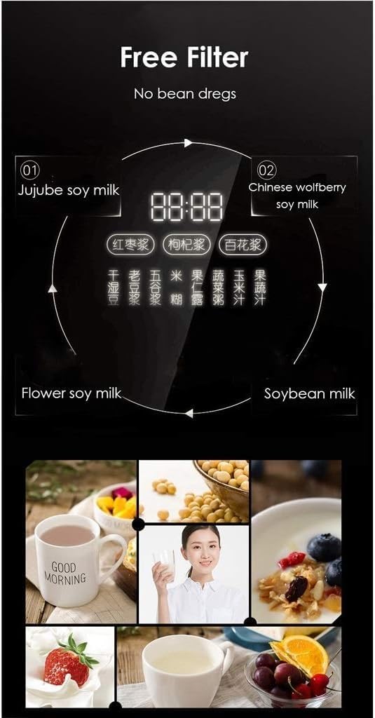 Juicer Household Soymilk Maker Kitchen Food Blender Touch Panel 1300W 1.3L Capacity Food Mixer Juice Maker Breakfast