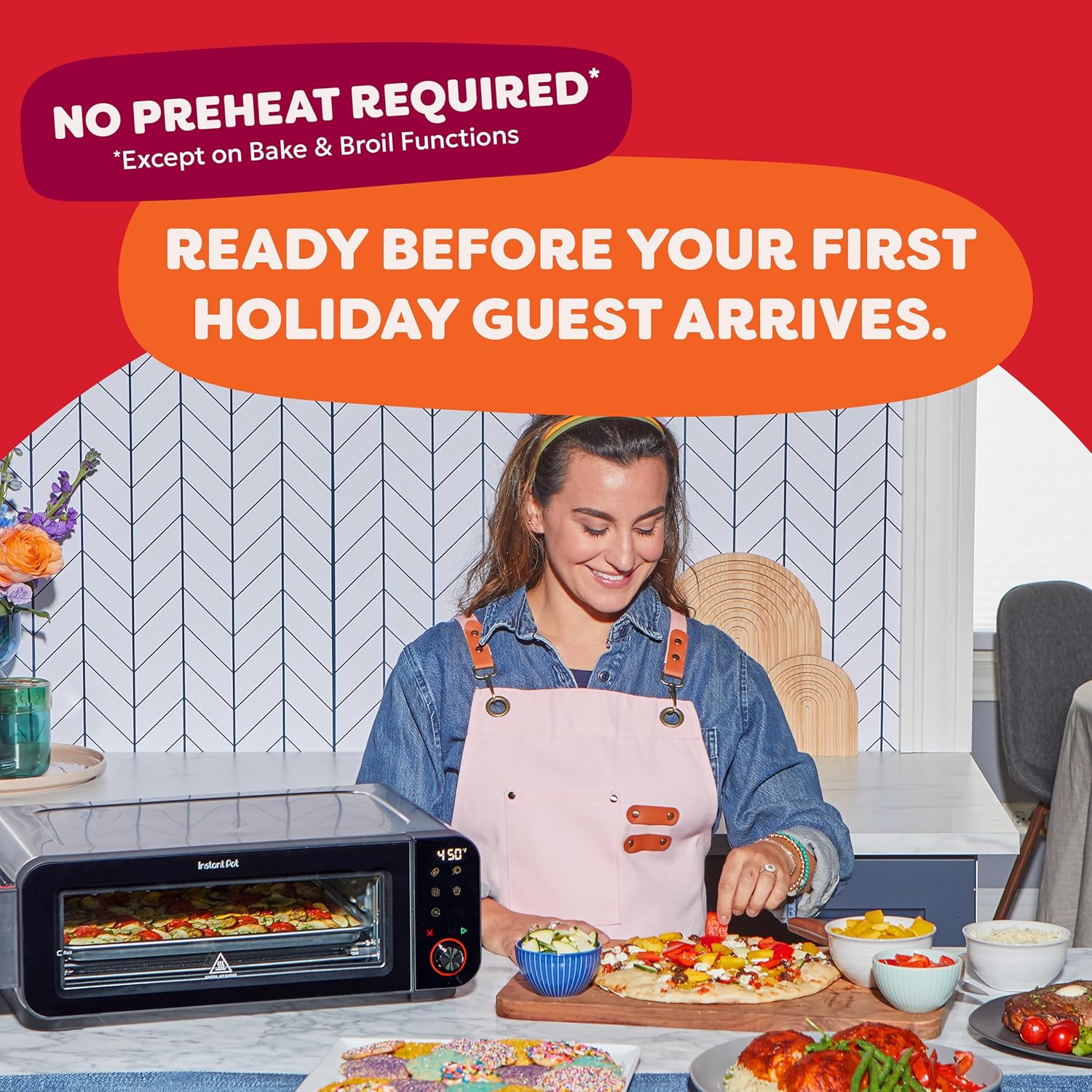 Instant Pot No Preheat Required* 6-in-1 Pizza and Toaster Oven with InstantHeat Technology, Fits a 12