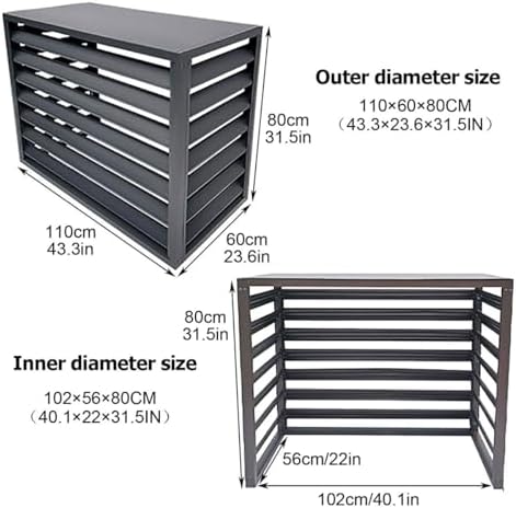 Air Conditioner Fence Air Conditioner Covers for Outside Units, All Weather Anti Theft AC Aluminum Condenser Protective Cover(White,110cm)