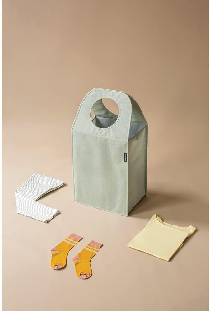 Brabantia Rectangular Laundry Bag (14.5 Gal / Green) Foldable, Space Efficient Hamper with Large Opening for Dirty Clothes