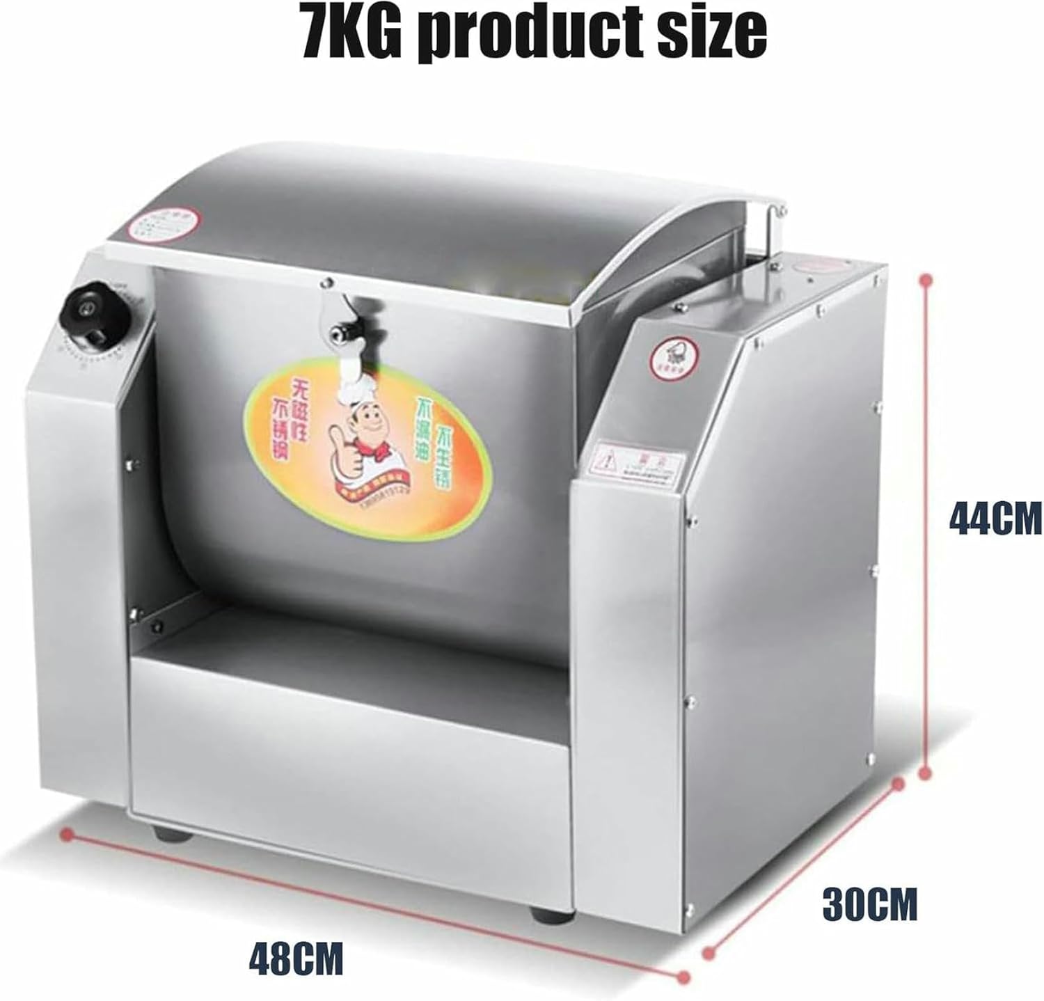 Commercial Kneader, 1500 W Electric Blender, Flour Kneader, Automatic Stainless Steel Flour Blender Of 75 Kg/h, With Timing Function, Easy To Clean