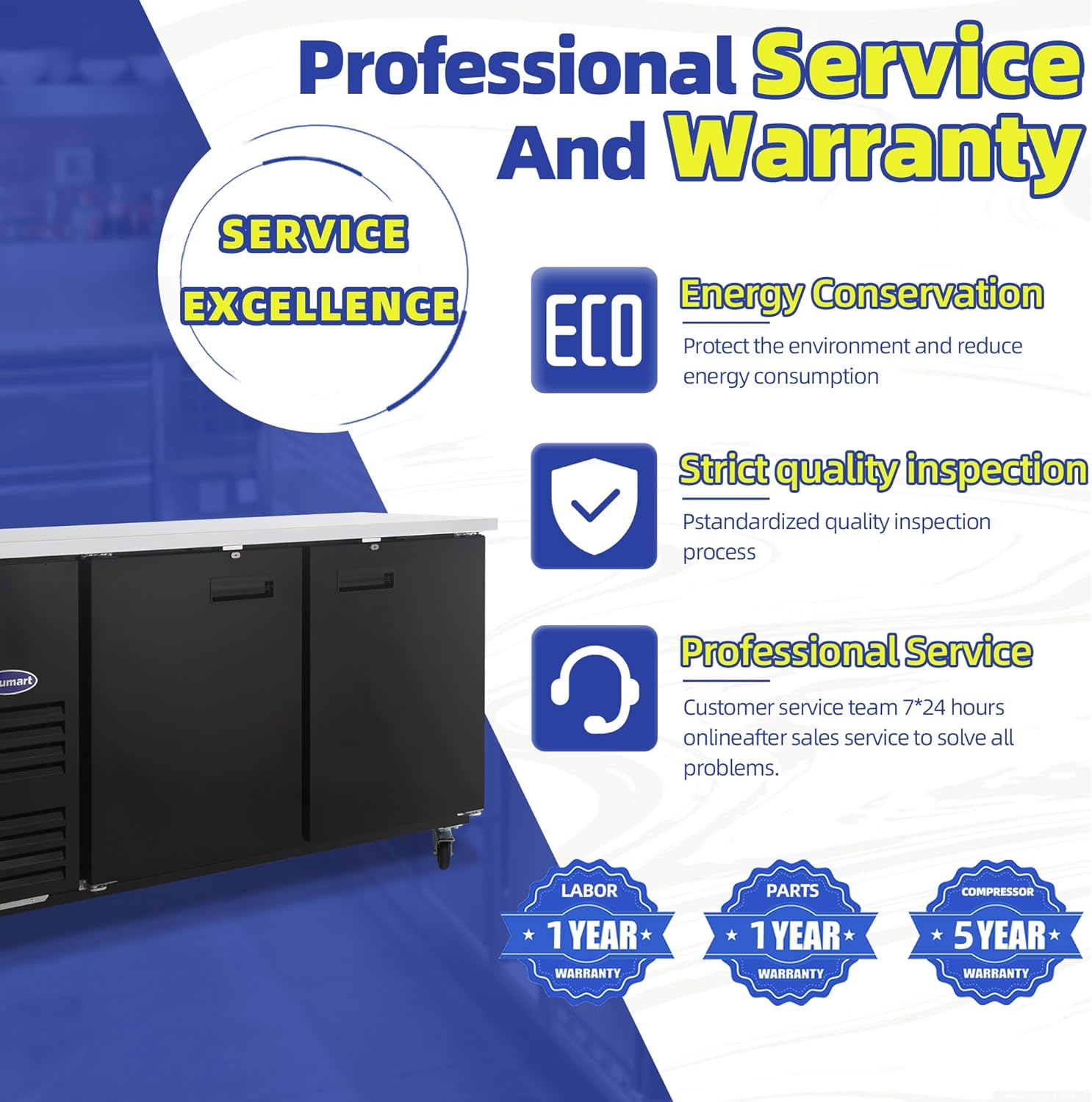 Polarman Back Bar Cooler Solid Door Beer refrigerator NSF/ETL Certified Undercounter Beverage Fridge 20.4 Cu-ft Capacity| 33°F-41°F Digital Control | Stainle ss Steel Interior & Heavy-Duty Casters