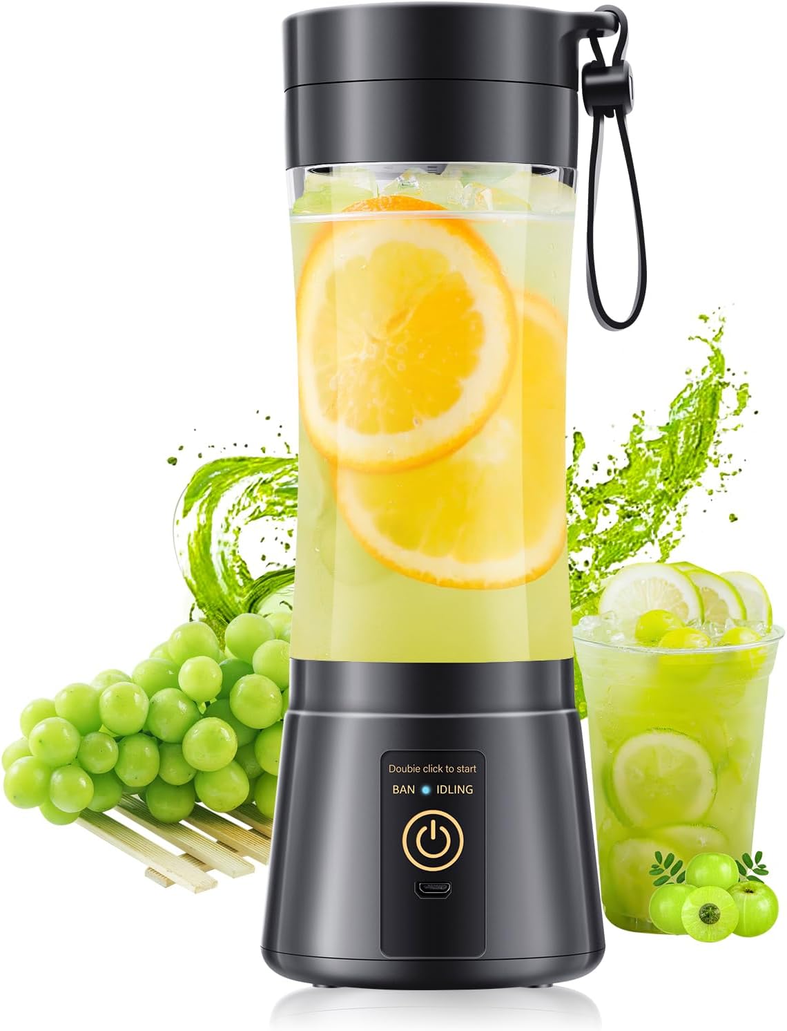 Cordless Portable Blender for Smoothies & Shakes - Personal Size Blender Lightweight & Rechargeable, 380Ml BAP Free Juice Cup with 6 Blades, Freshly Squeezed for Sports/Picnic