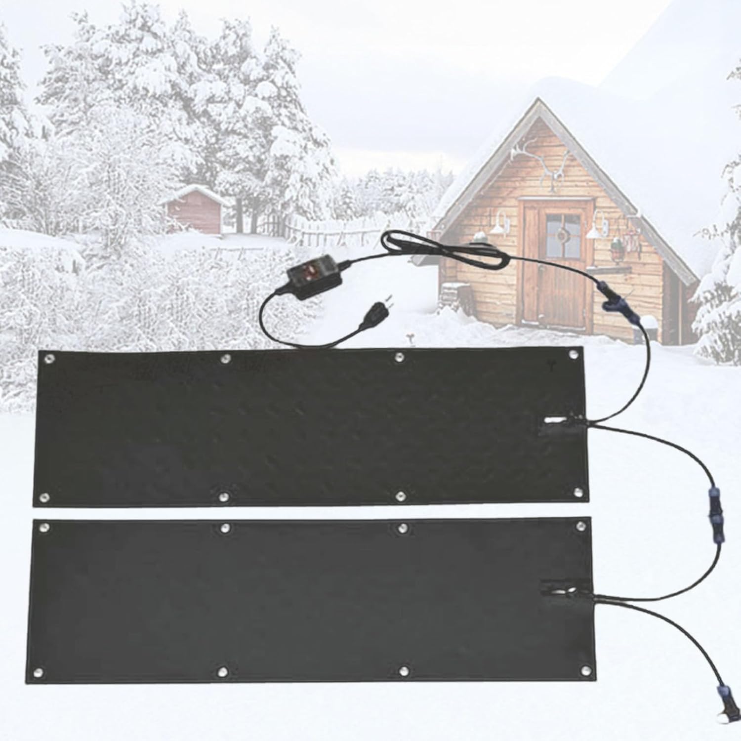 Snow Melting Mat, Heated Non-Slip Outdoor Walkway and Stair Mat for Driveways and Decks, Durable and Efficient Snow Removal, Ideal for Entrances and Sidewalks, 2 Piece-10 * 15in