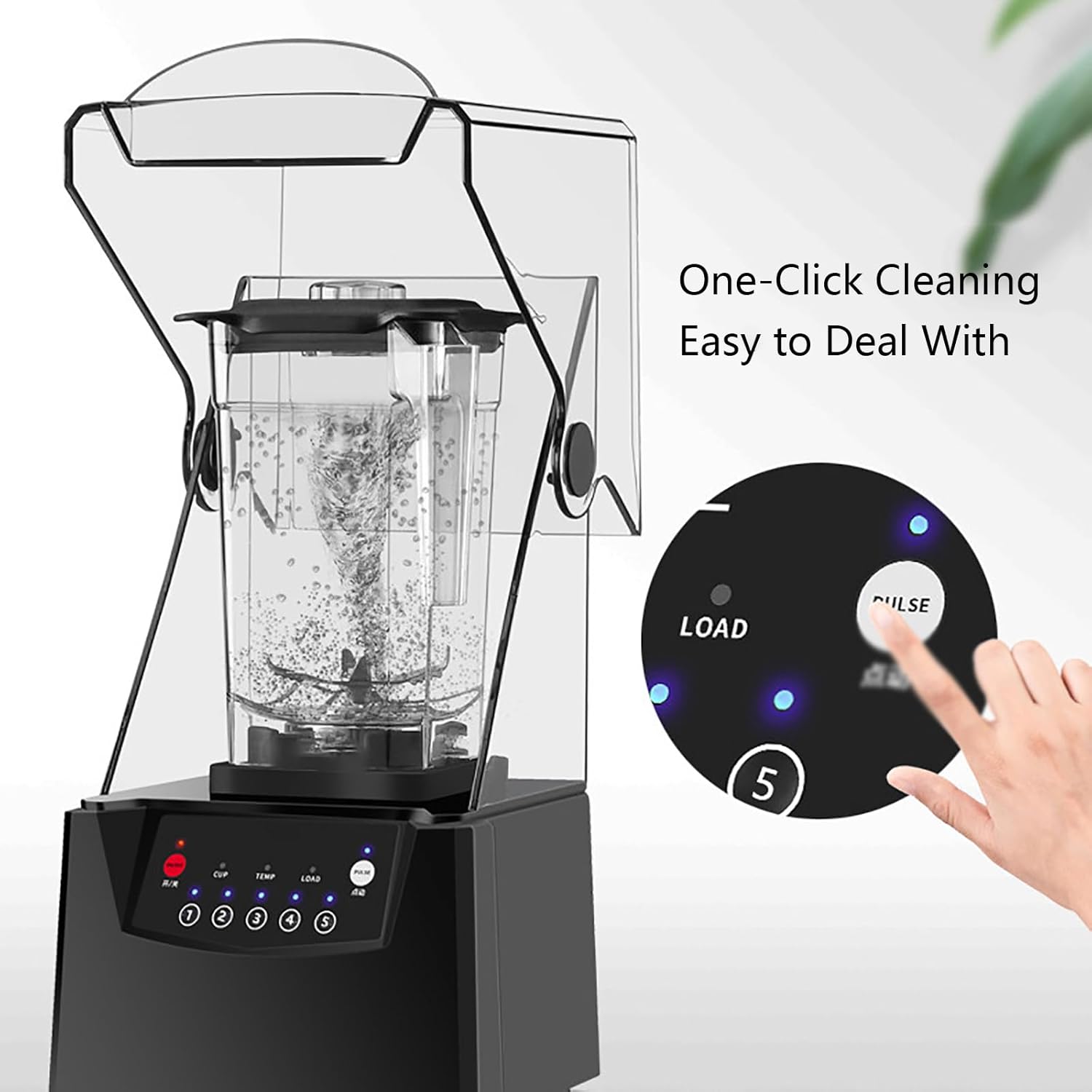 2200W Professional Smoothie Blender, 2000mL Stand Blender, with Soundproof Shield, and 6 Blades Automatic Cleaning, Commercial Countertop Blender, for Kitchen, Fruits, Shakes, Smoothies