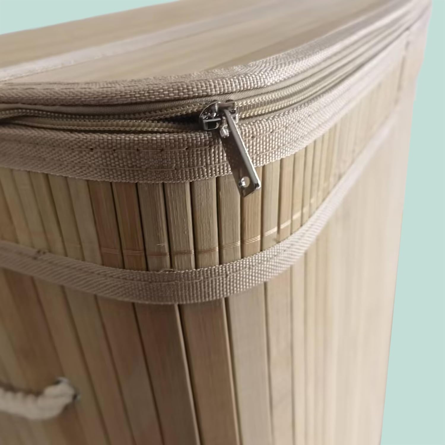 Relaxdays Laundry Basket with Lid, 3 Compartments, Bamboo, 105 L, Foldable, H x W x D: 63 x 52 x 32 cm, Laundry Sorting System, Natural