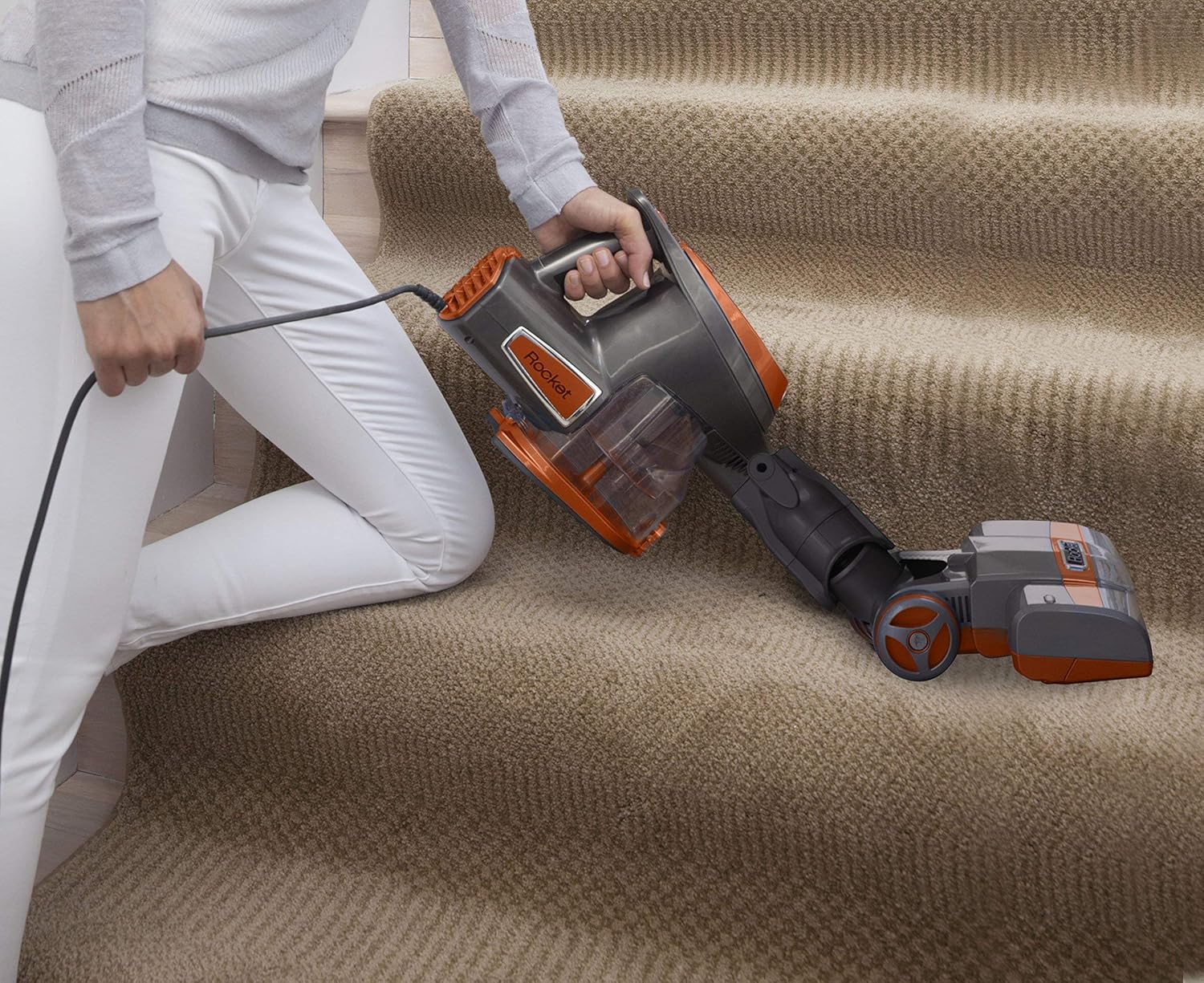 Shark Rocket HV302 Ultra-Light Corded Bagless Vacuum for Carpet and Hard Floor Cleaning with Swivel Steering, Orange (Renewed)
