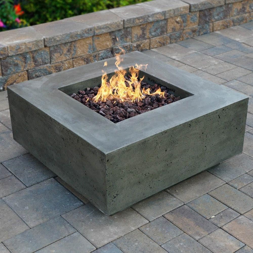 Lakeview Cascata Bay 2 36-Inch Natural Gas Square Fire Pit Table - Pewter - SCPH-406-4NG