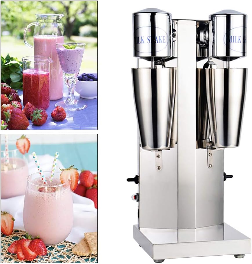 Professional Commercial Blender, Stainless Steel Milk Shake Machine, Double-head Drink Mixer, 110V Food Processing Blender, Milkshake Blender, Self-Cleaning Professional Blender