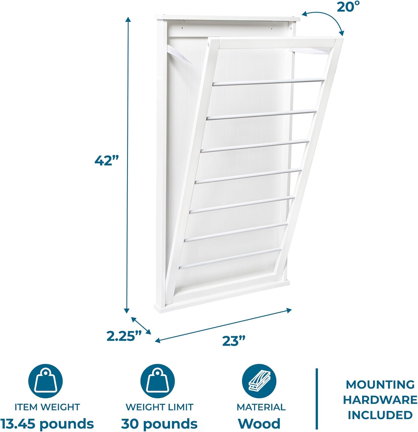 Honey-Can-Do The Perfect Wall Mounted Clothes Rack with Drying Rod and Drying Rack, A Space-Saving, Efficient Solution for Drying Clothes at Home, Keeping Your Laundry Organized and Your Space Neat