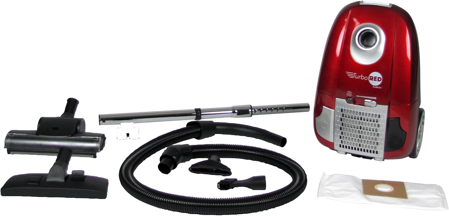 Atrix - Turbo Red HC1-AMZ Canister Vacuum with 6 Quart HEPA Filter and Variable Speed Motor